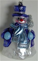 Blue Snowman with Broom